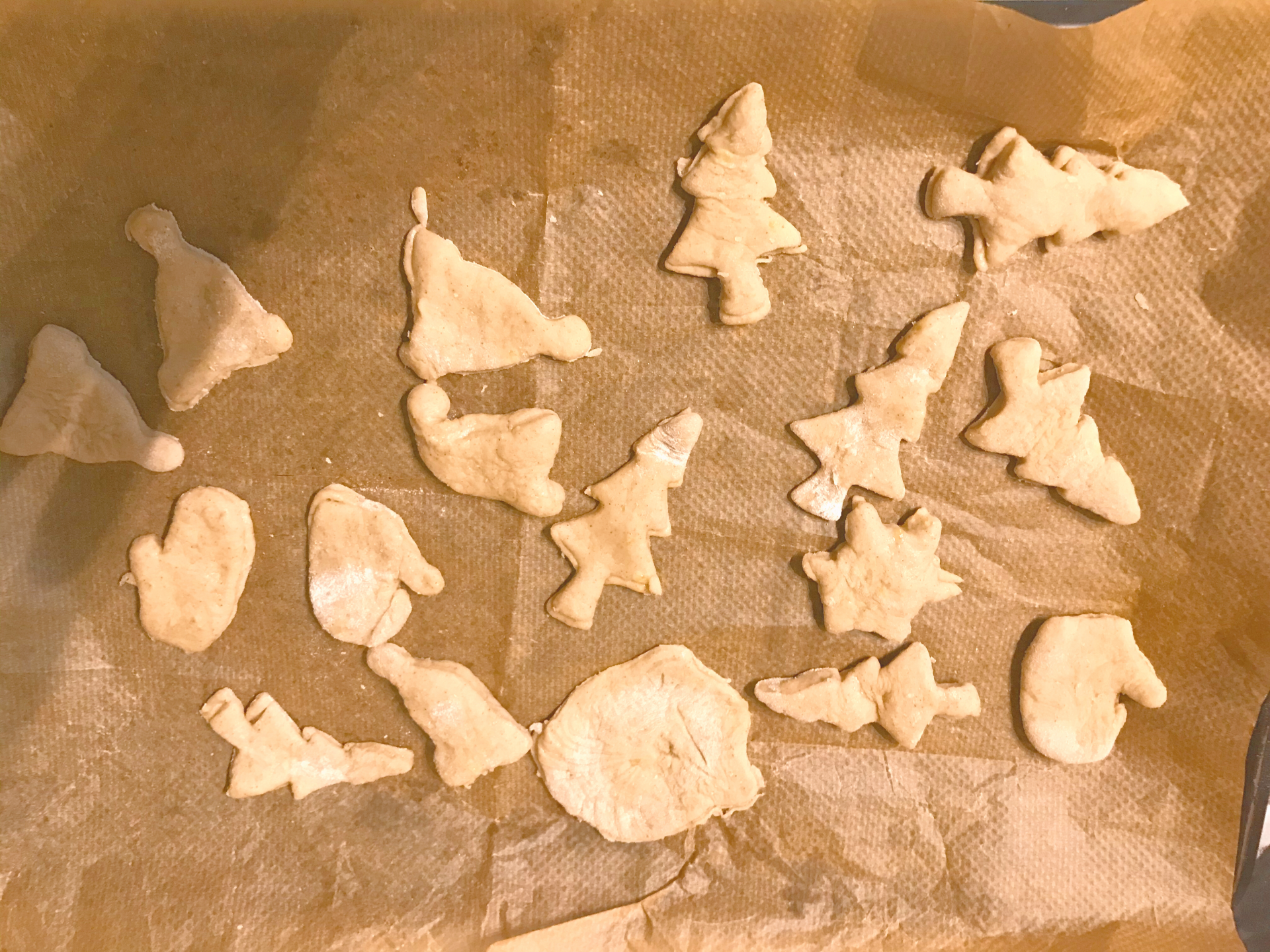 Christmas biscuits on.a baking sheet