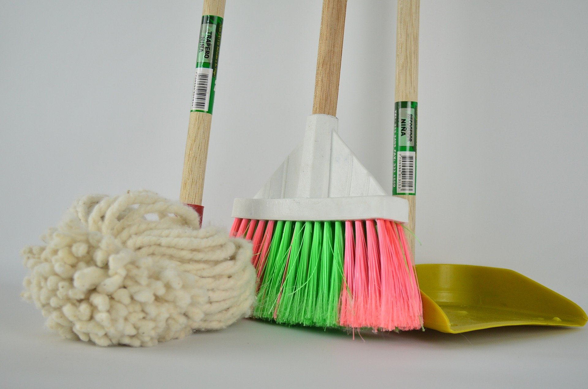 a festive coloured broom and a map