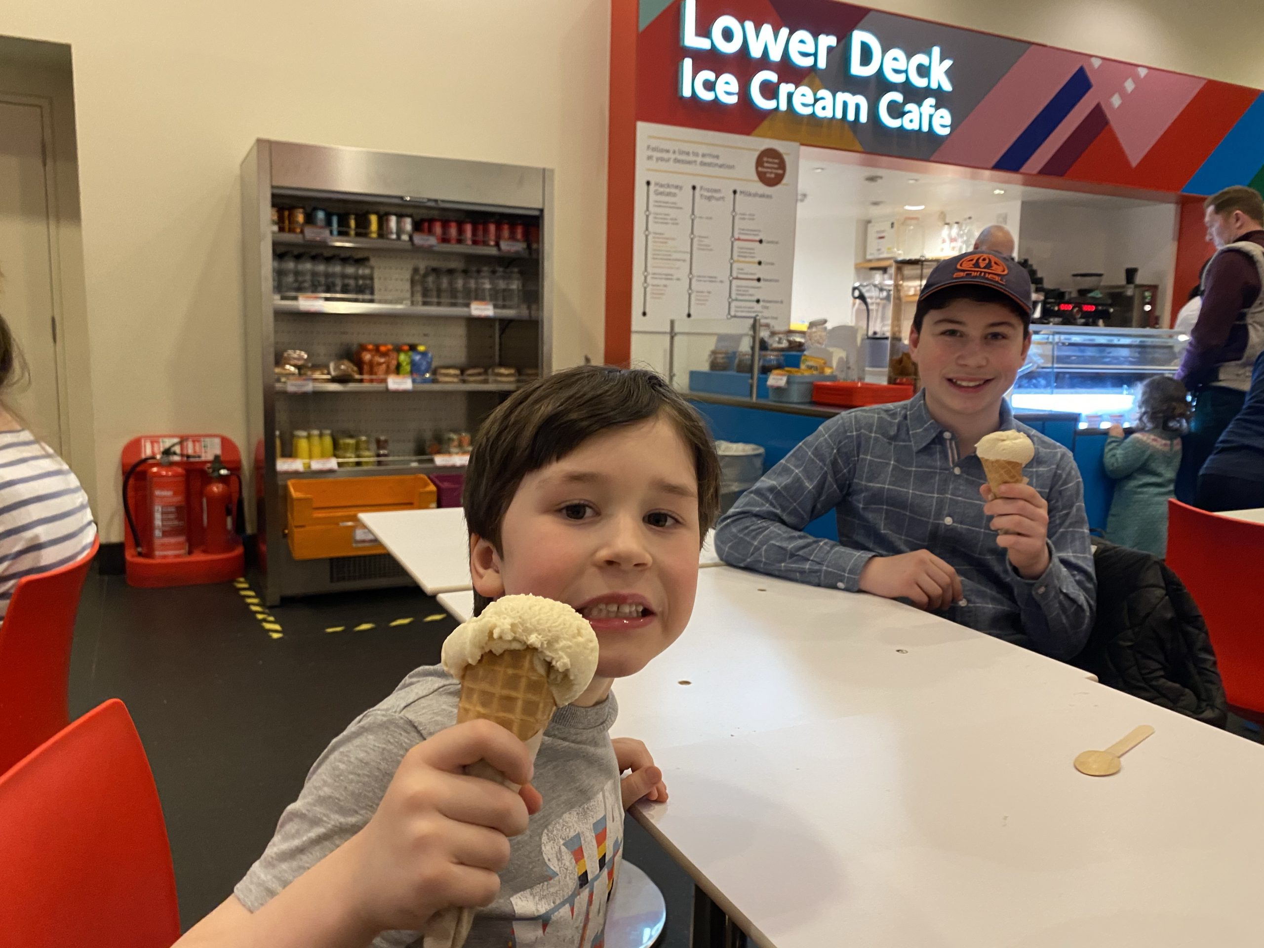 Two children eating ice cream at the LT Museum ice cream cafe