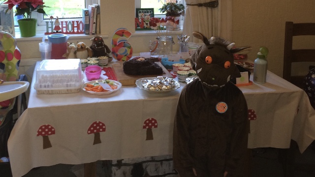 A child dressed as the Gruffalo