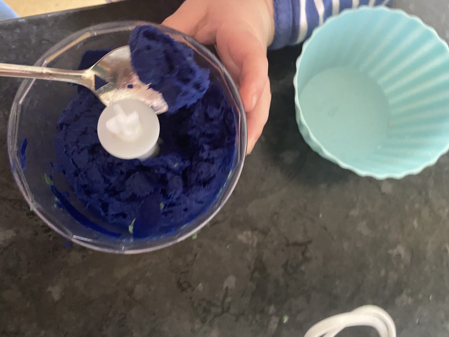 coloured paper in a kitchen blender