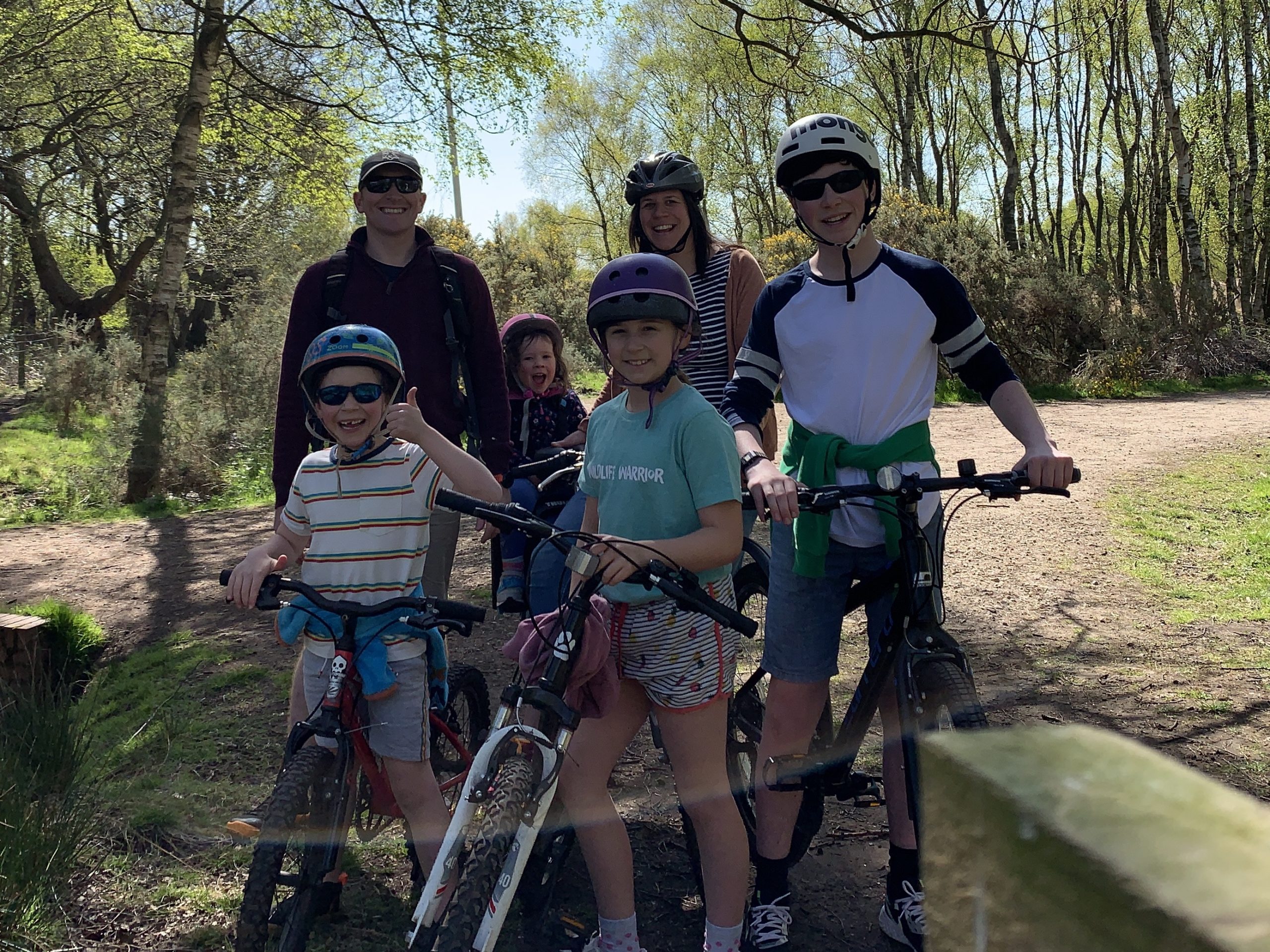 a family out cycling 