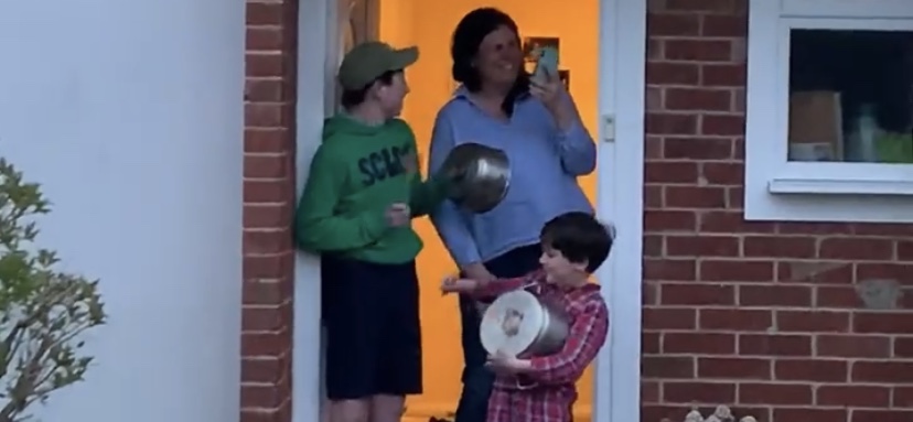 A family calling for the NHS and keyworkers 
