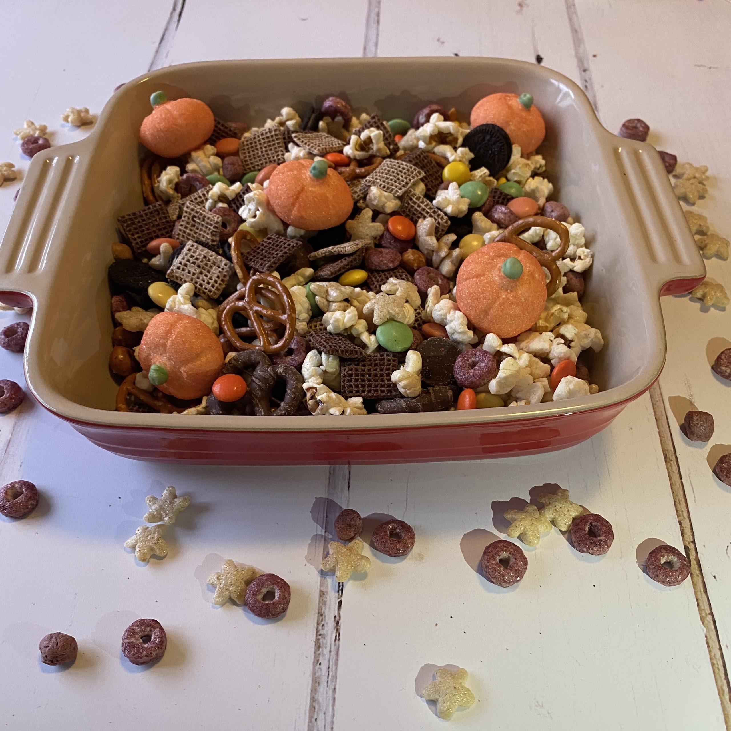 a bowl of simple Halloween snack mix 
