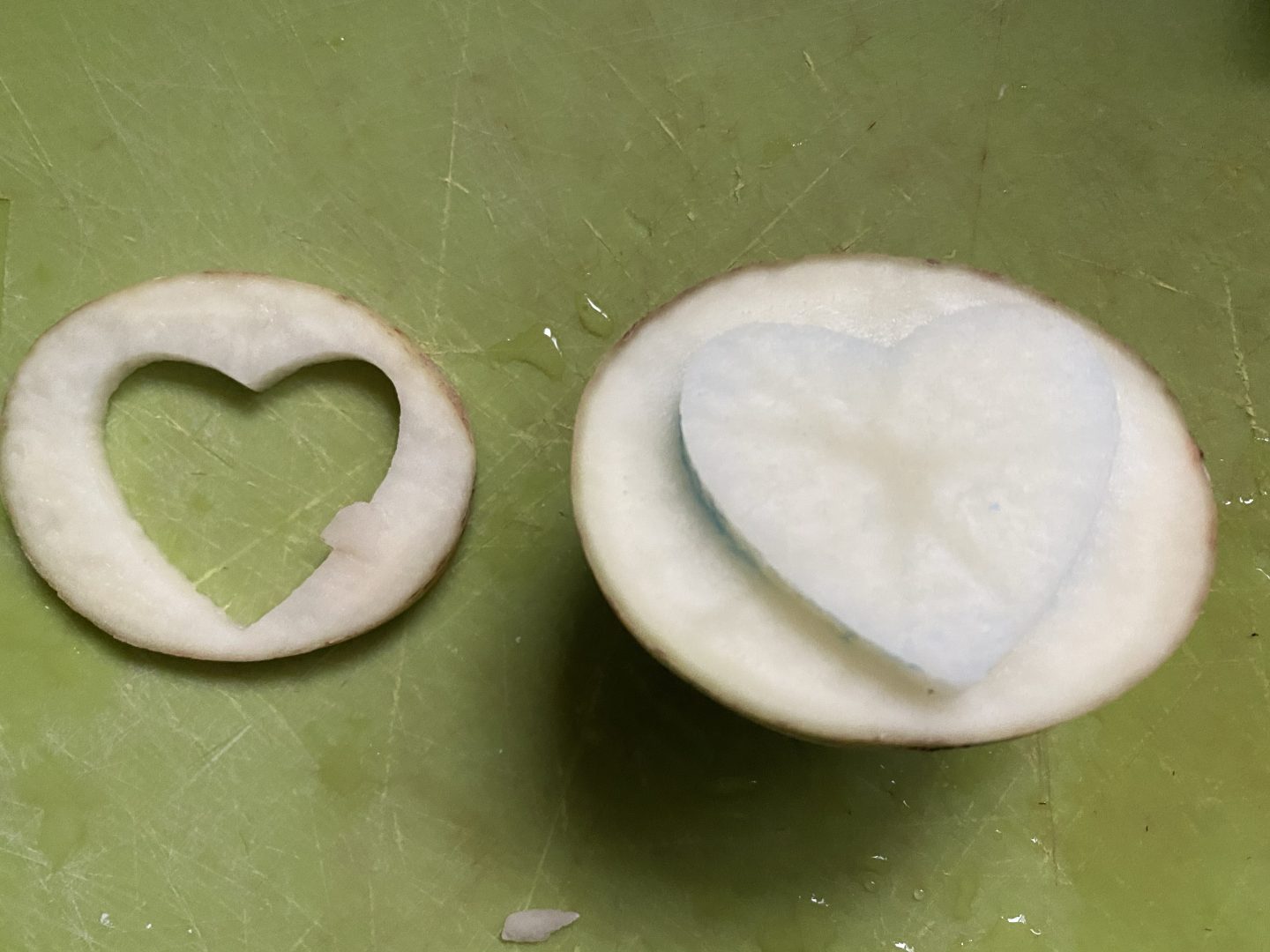 a heart shaped potato stamp 