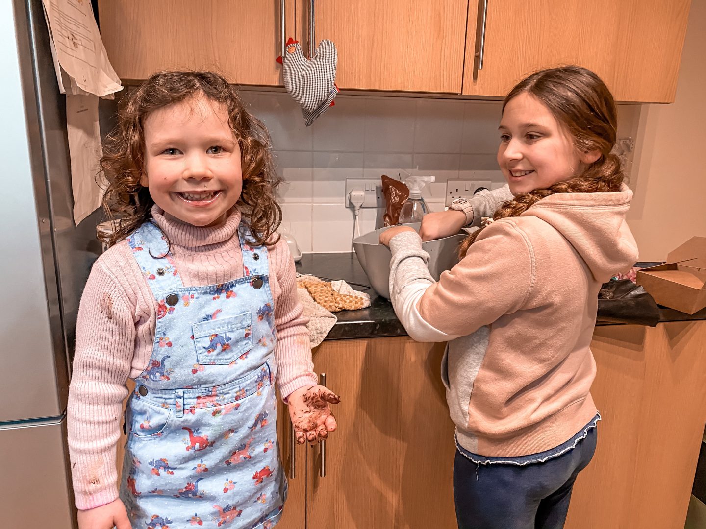 Valntine's baking with two girls making chocolate truffles.