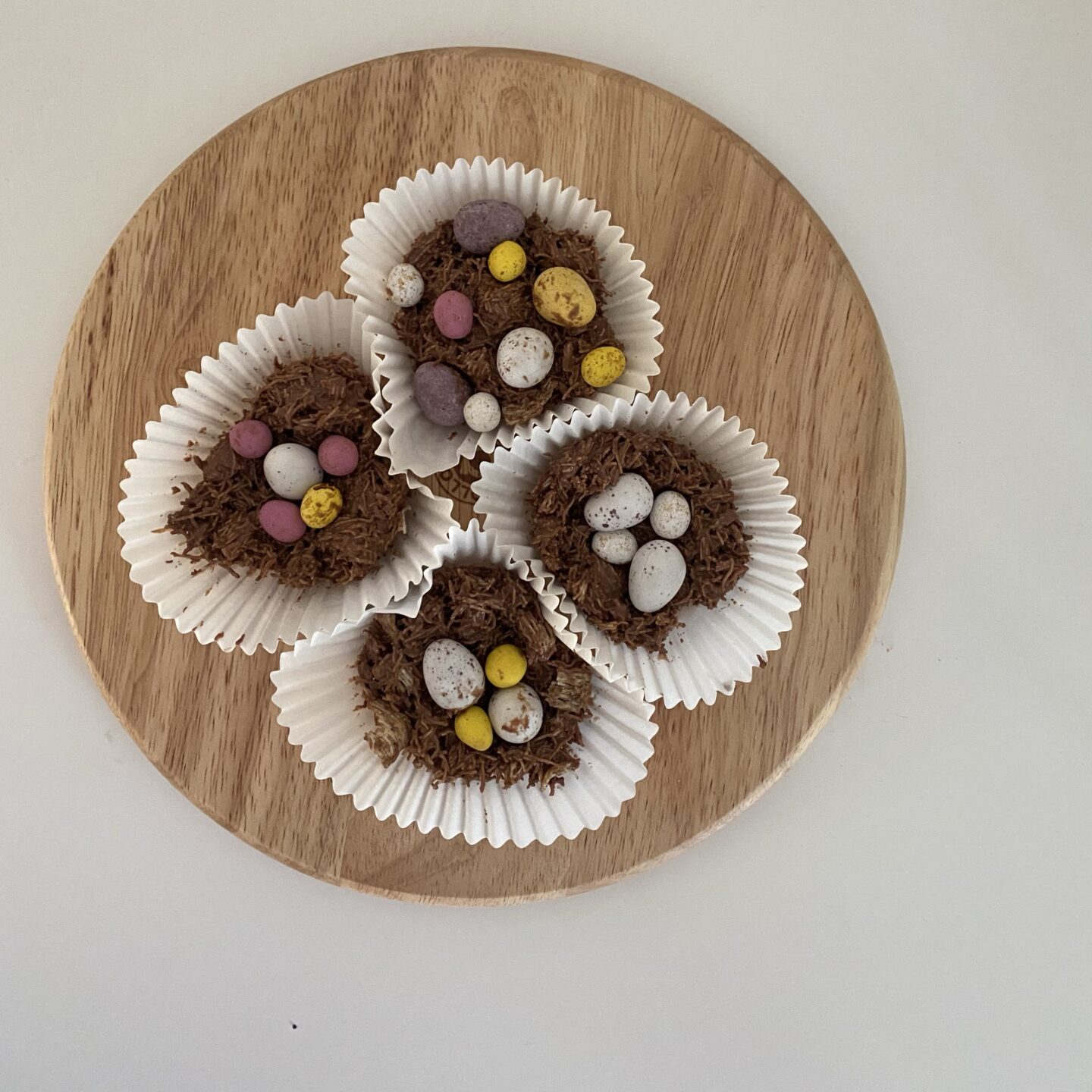4 chocolate  shredded wheat chocolate Easter  nests 