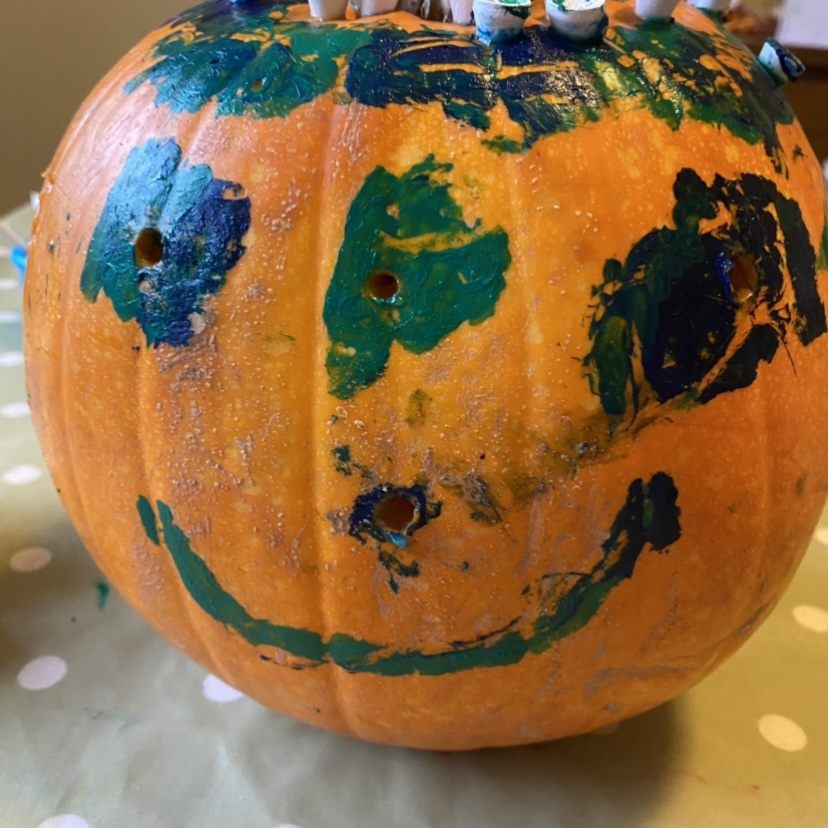 a painted pumpkin