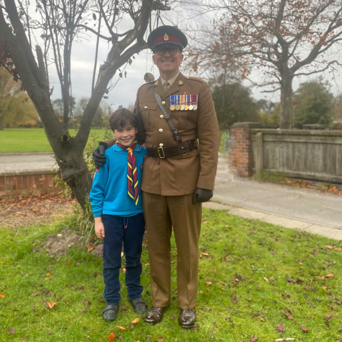 Proud weekend with a boy dressed in beavers uniform 