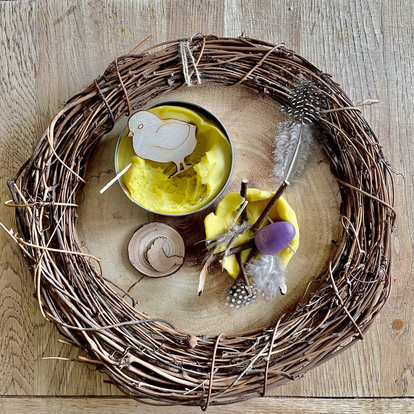 A birds nest made from play dough