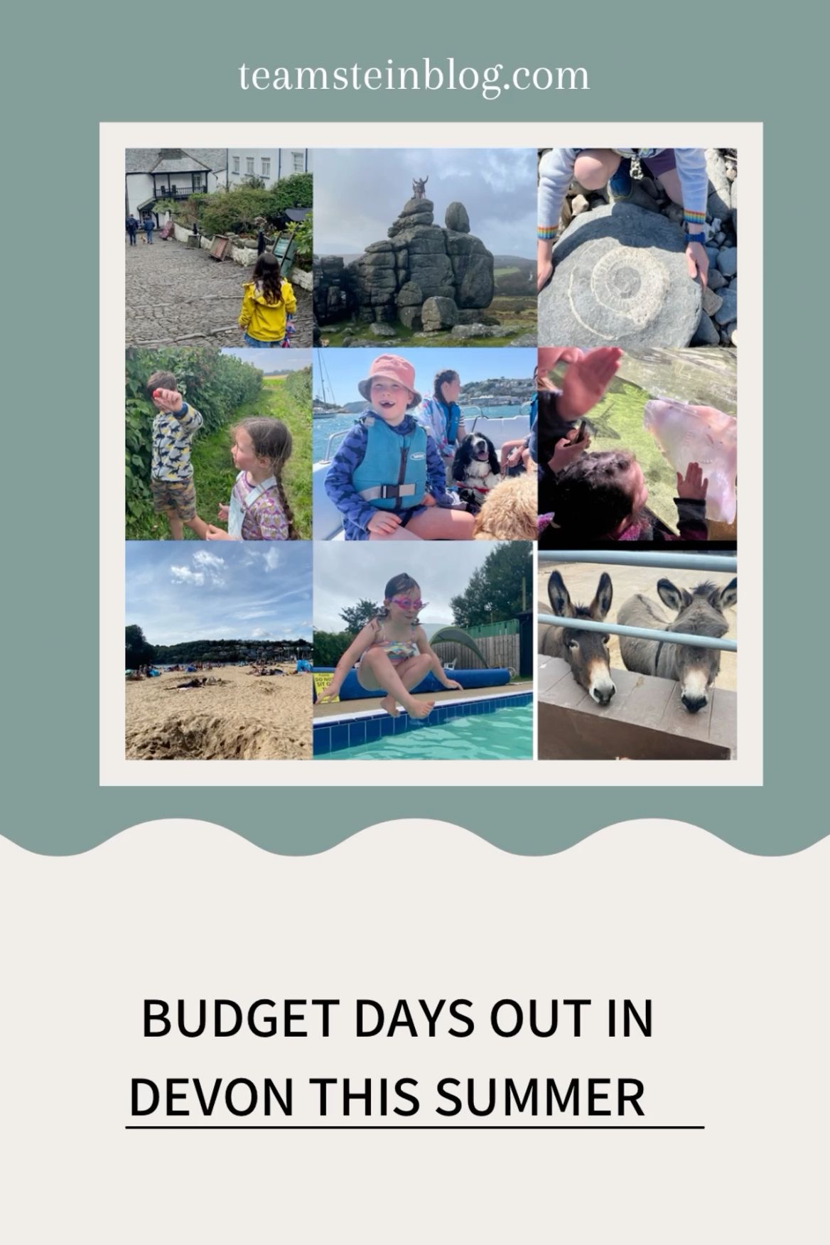 A pinterest pin selection of photos from days out in Devon this summer